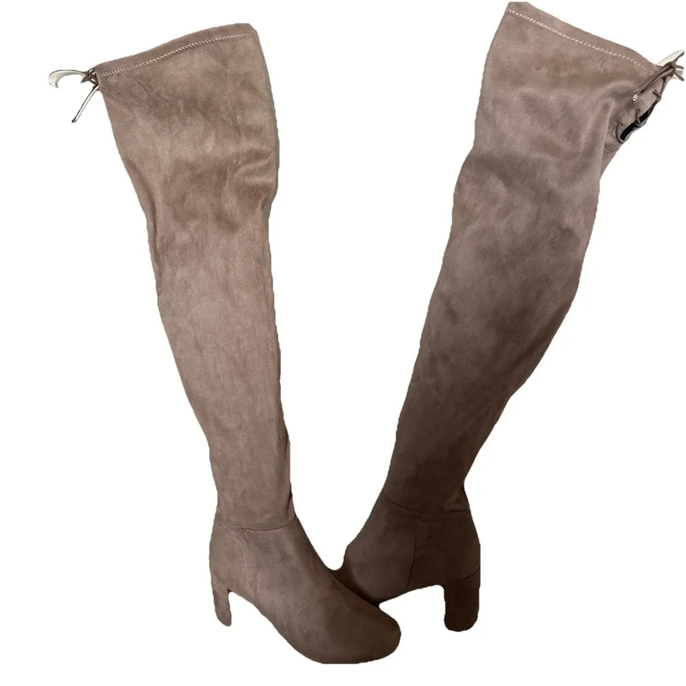 Chinese Laundry Kiara Over‎ the Knee Suede Boots in Taupe/Beige Sz 10